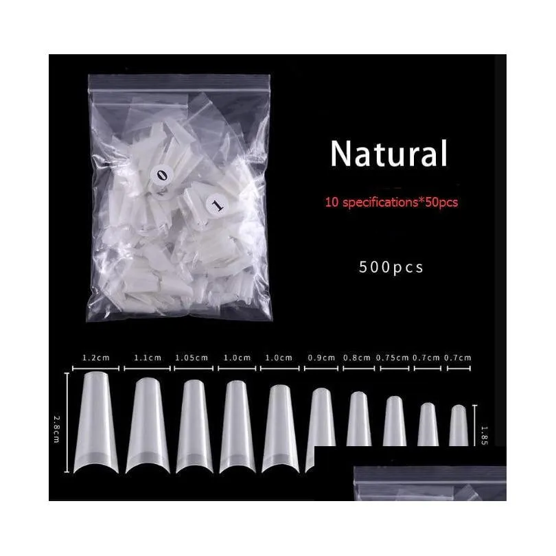 transparent women 500pcs/pack artificial nail tip natural/clear color french false acrylic nail art tips gel uv manicure design set diy