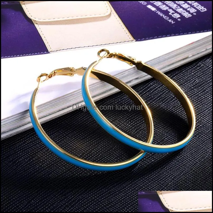 geometric colorful enamel hoop earrings dripping oil candy color circle earring jewelry gifts