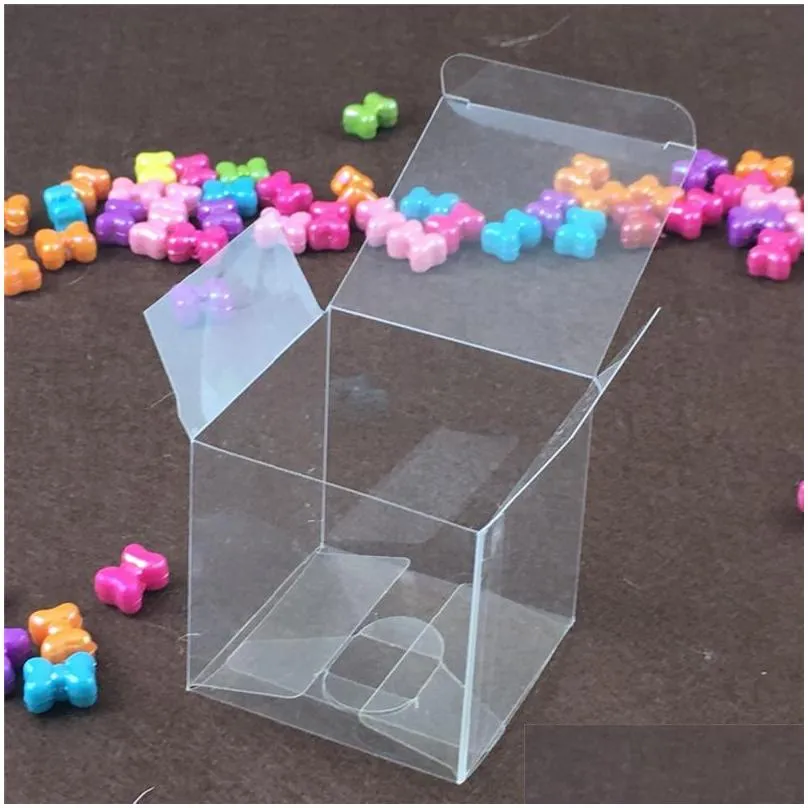 8 size square plastic clear pvc boxes transparent waterproof gift box pvc carry cases packaging box for jewelry/candy/toys lz0743