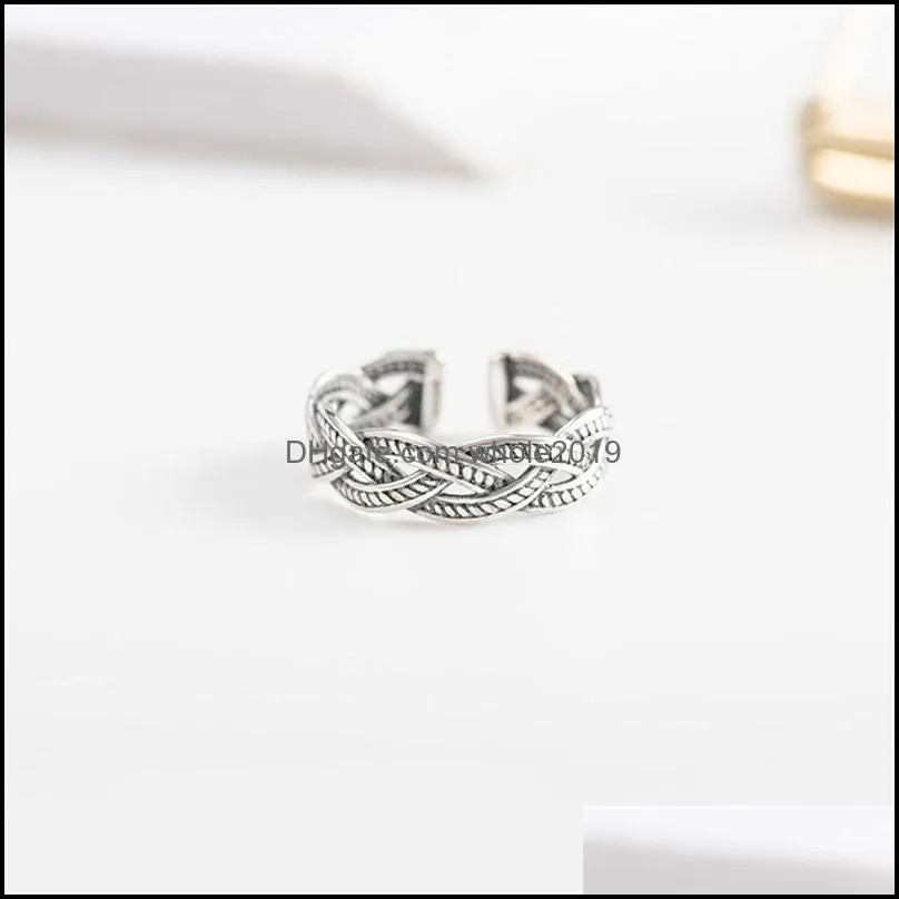 vintage stackable twisted open ring for women 100 authentic 925 sterling silver adjustable finger rings jewelry ymr308