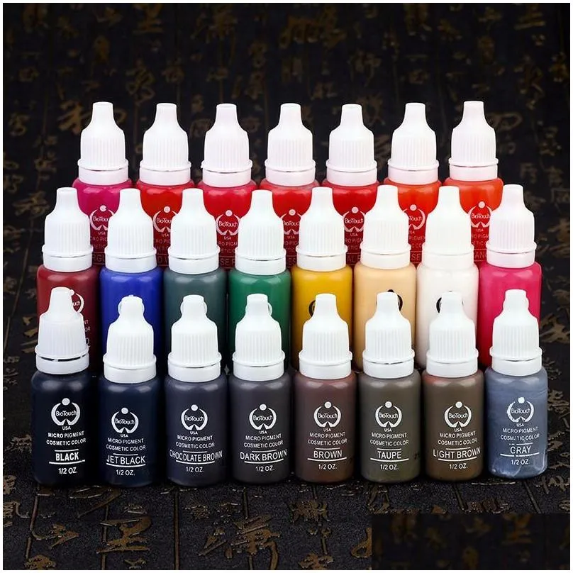 tattoo ink permanent makeup pigments 15ml cosmetic tattoo ink paint for eyebrow lip body 2pcs new 23 color