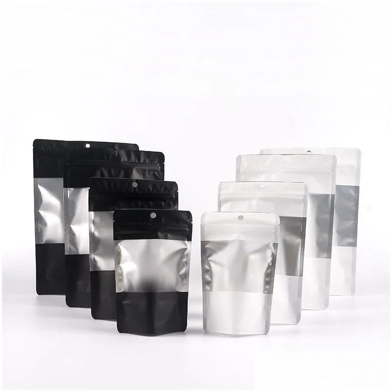various size matte black white aluminum foil plastic self sealing food storage bag heat sealable stand up package bags lx3002