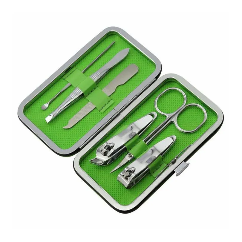 6 pcs/set nail clipper kit nail cutters nail tools scissor eyelash tweezer ear pick manicure sets gifts shipping sn1323