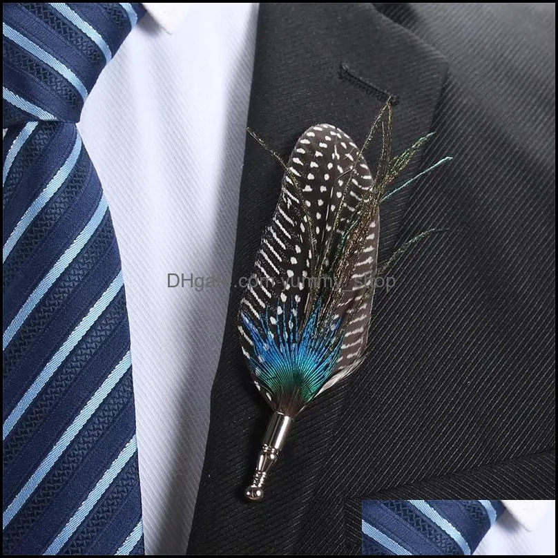 men suit peacock feather brooches pin originality manual necktie pins personality classic jewelry corsage