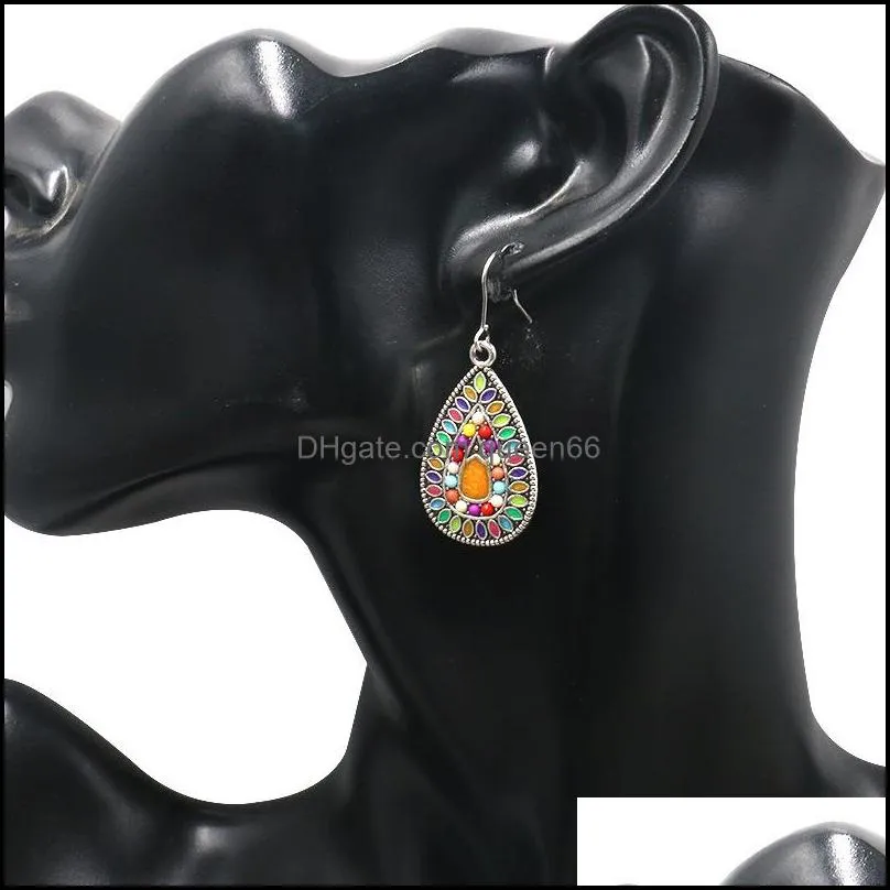 multicolor sun flower drop earrings womens vintage stone circle ms. earrings ornaments charm party party gifts