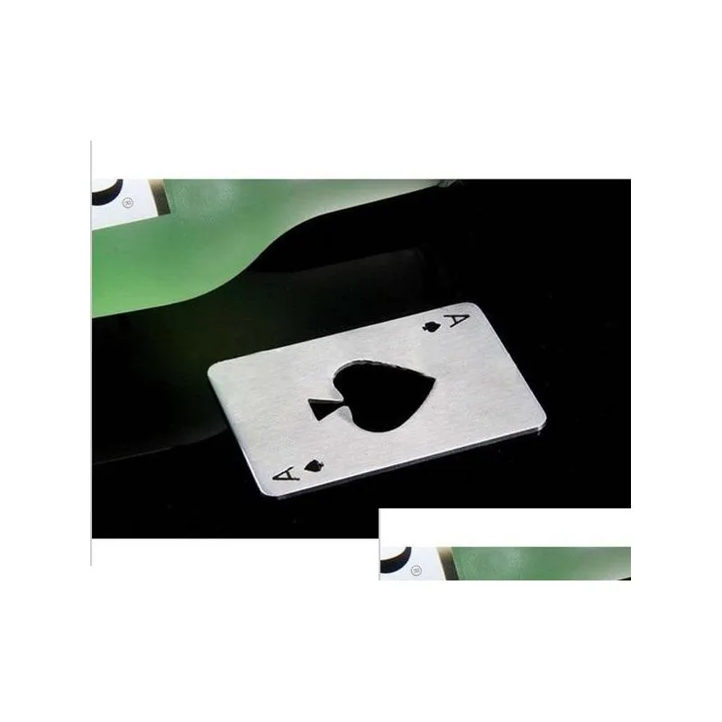 stylish poker playing card ace of spades bar tool stainless steel soda beer bottle cap opener gift wa2068