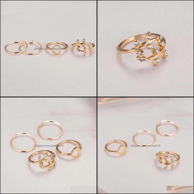 midi knuckle rings 4pcs/set unique knuckle punk rings for women finger engagement wedding rings sets