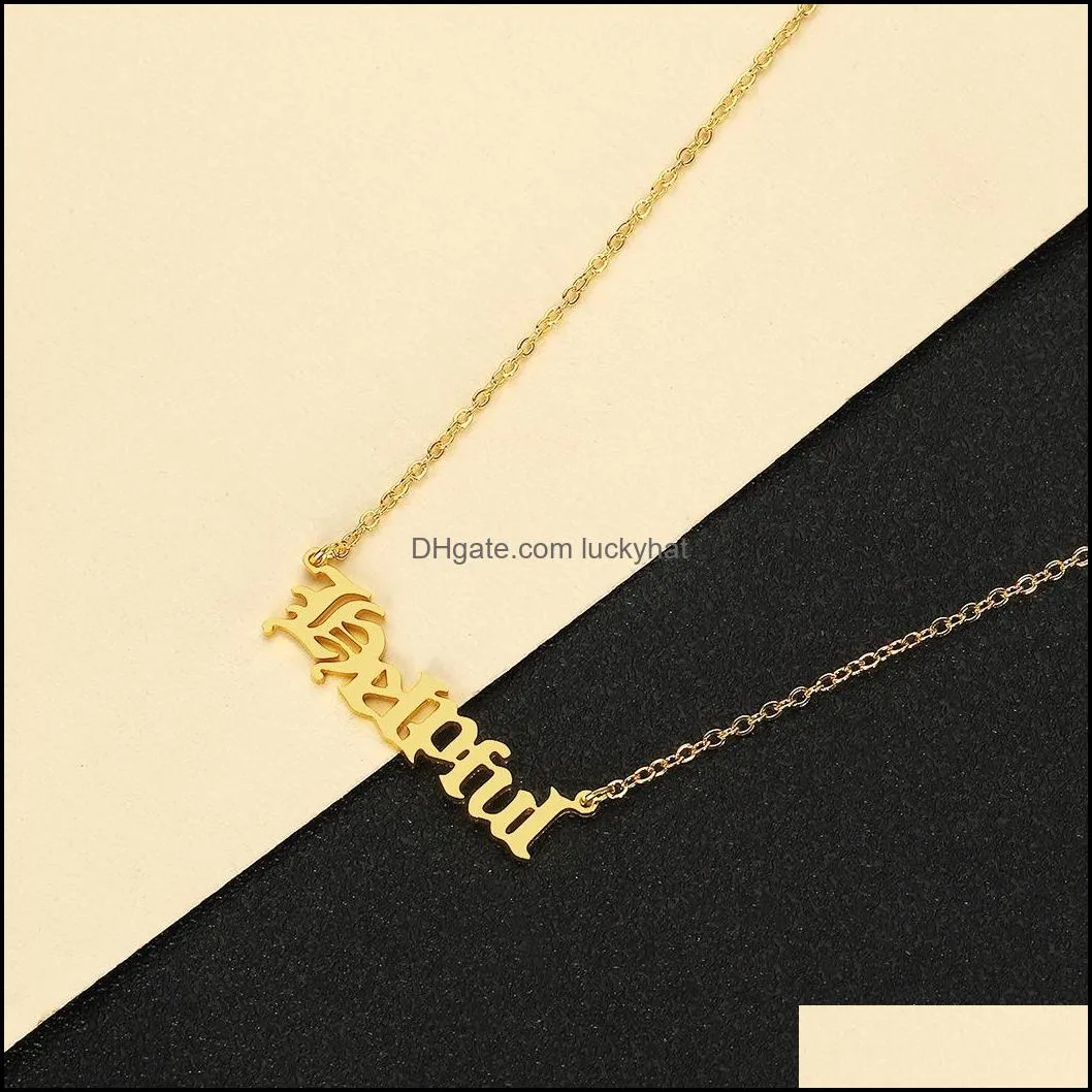 personalized english alphabet necklaces solid stainless steel clavicle chain for women fashion pendant custom special unique gift