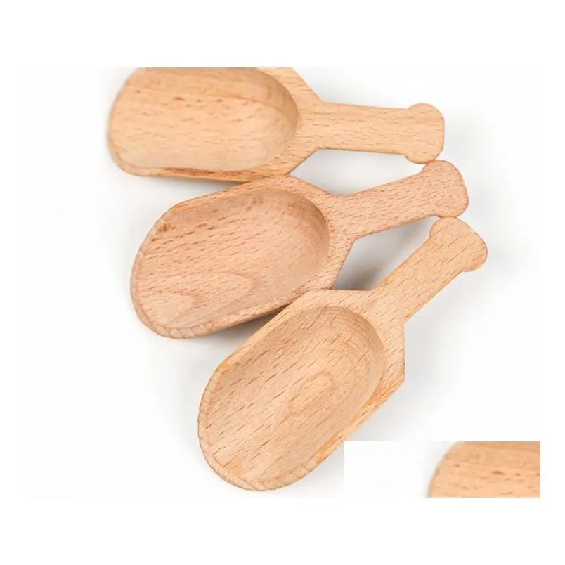 200pcs/lot mini wooden scoops bath salt powder spoon bath shower spa tool bath salts candy laundry detergent powder spoon sn1476