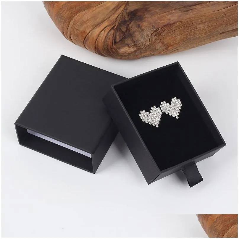 luxury elegant 8x7x3cm drawer box with spong for jewelery display earring necklace packaging drawer box with ribbon lx1622