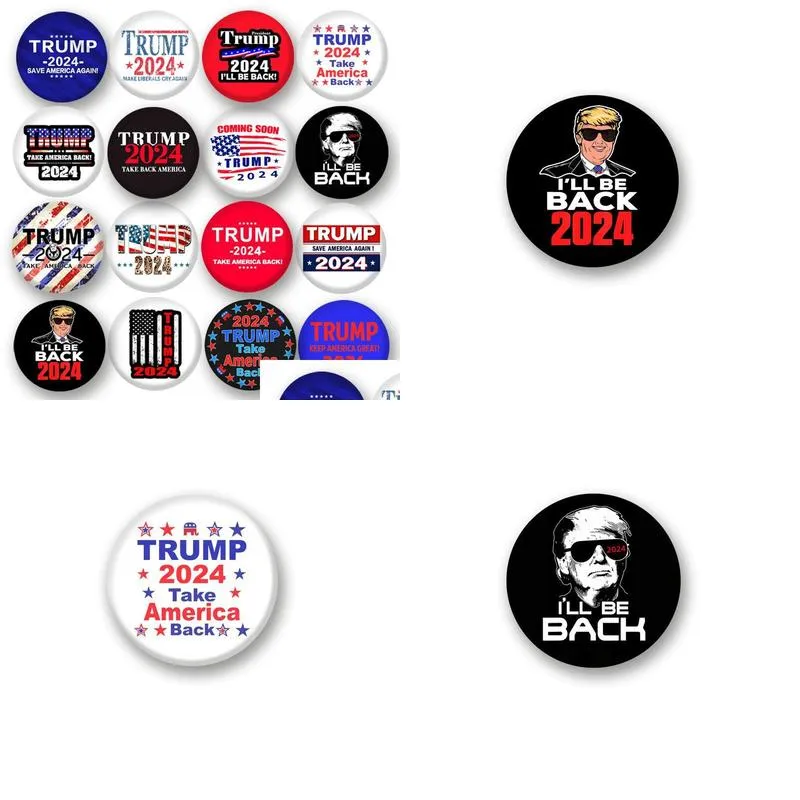 trump 2024 badge brooches pins party favor election supplies keep america great 1.73 inch