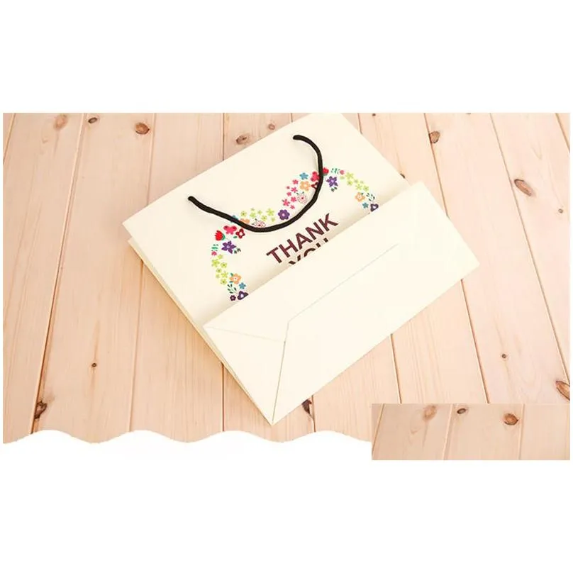 three sizes m l floral wreath of love thank you gift bag hand bag highgrade packaging bag paper bags lz1178