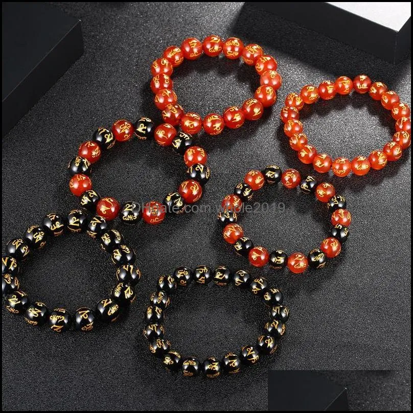 10/12mm wide black red natural stone bead bracelet for men diy mens beads bracelets for women religious jewellery