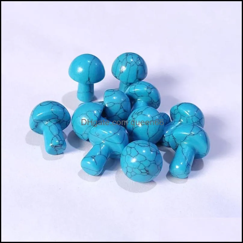 2cm carved mini mushroom statue ornament imitation turquoise stone pattern blue resin home decor gift wholesale