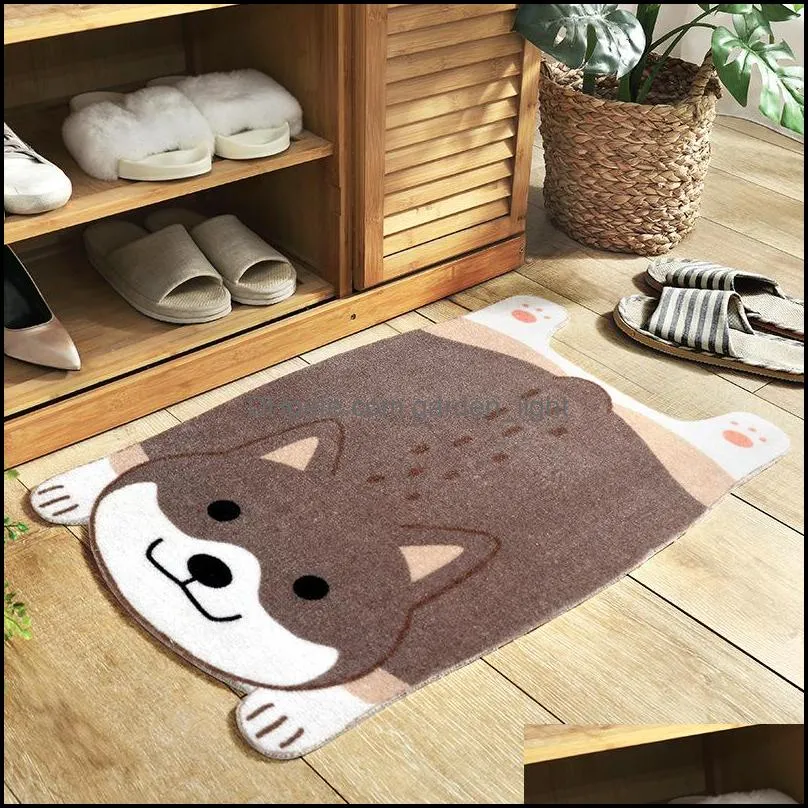 funny doormat cute cartoon animal shiba inu corgi mats wearresistant antiskid foot pad entrance floor rug kitchen carpet home 4621