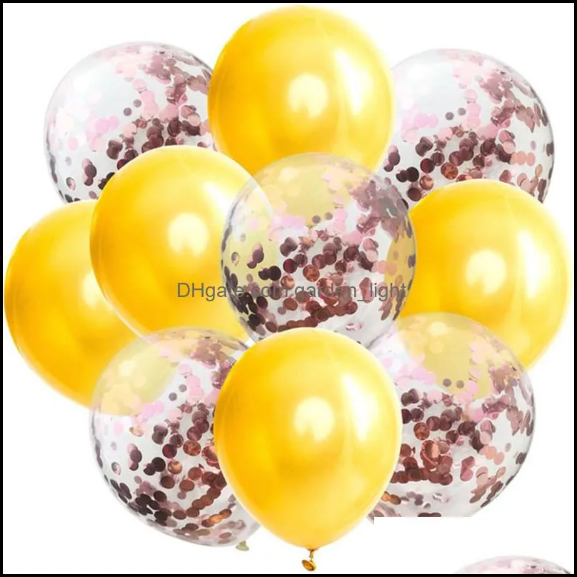 12 inches balloon set 5pcs latex balloon add 5 pcs sequin confetti balloon set wedding birthday party decoration confetti balloons