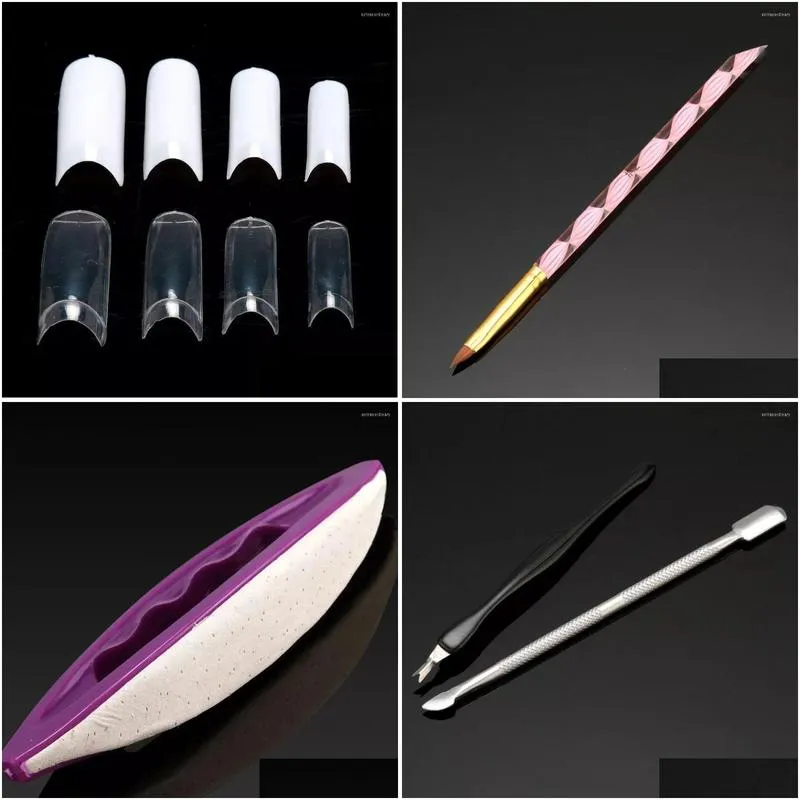 nail art kits 2023 set acrylic liquid glitter powder file brush form tips tools diy kit 27set