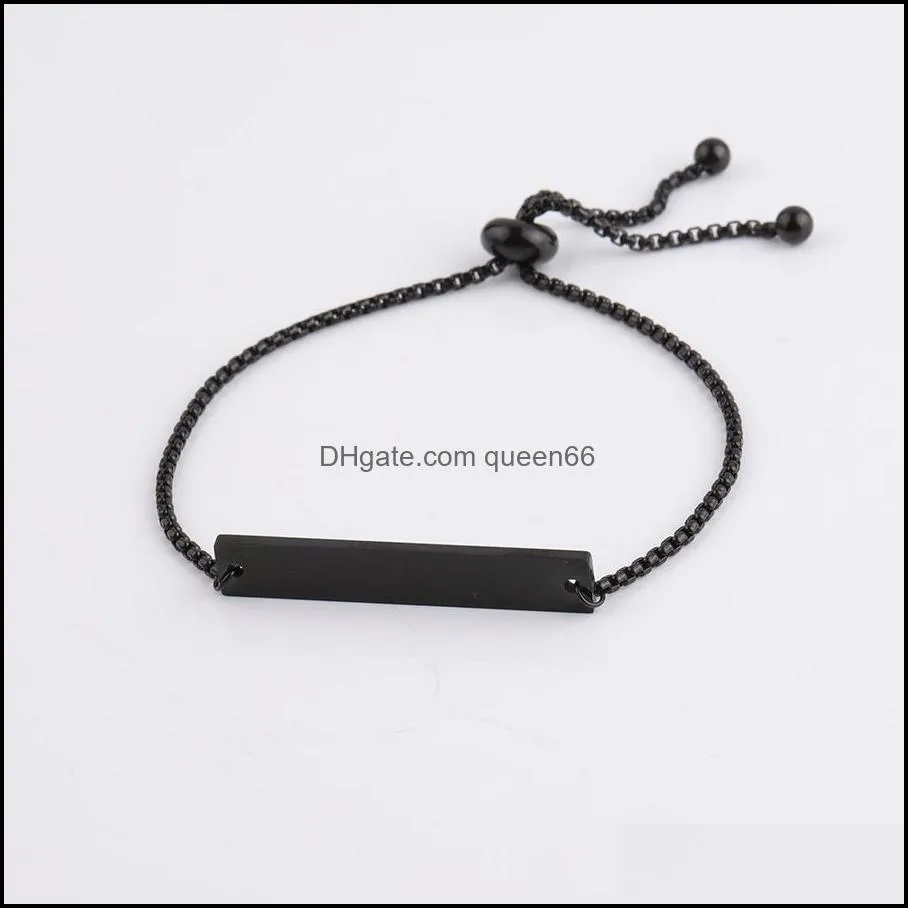 diy personalized blank bar bracelet 316l stainless steel can custom engrave bracelets adjustable mens bracelet for friend jewelry