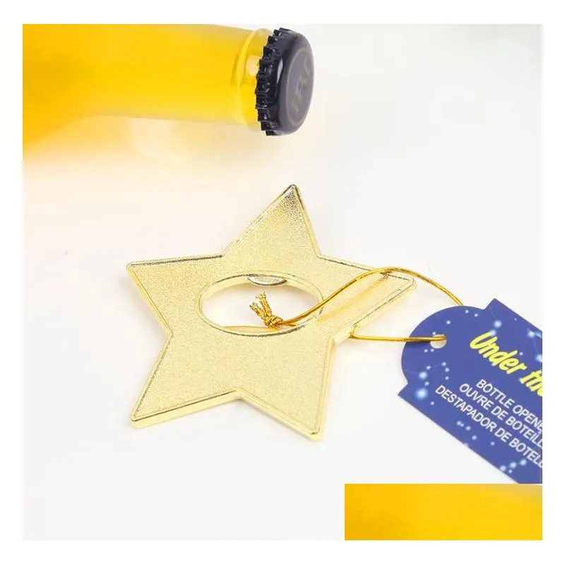 under the star gold star beer bottle opener party souvenir wedding favors gift and giveaways for guests sn1467