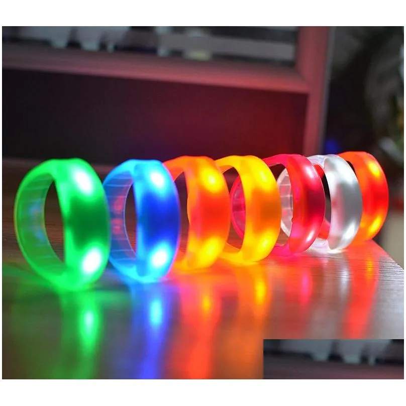 music activated sound control led flashing bracelet light up bangle wristband club party bar cheer luminous hand ring glow stick