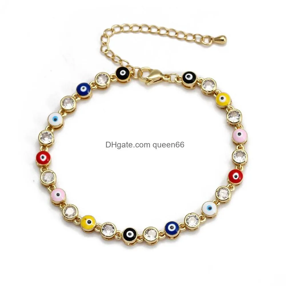 fashion jewelry enamel evil eye bracelet colorful blue eyes adjustable bracelets