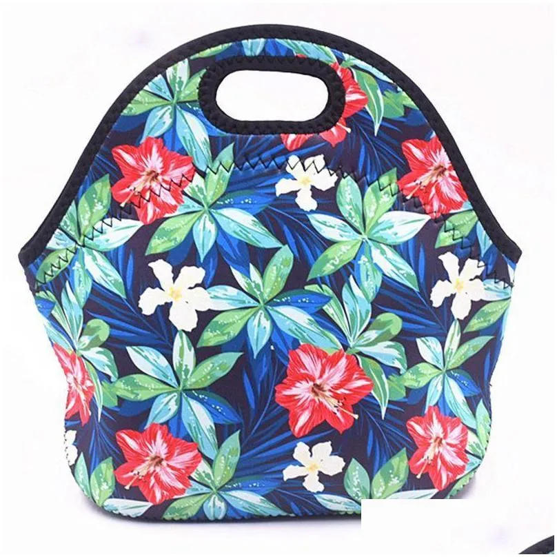 new 17 colors reusable neoprene tote bag handbag insulated soft lunch bags with zipper design for work school fast ship