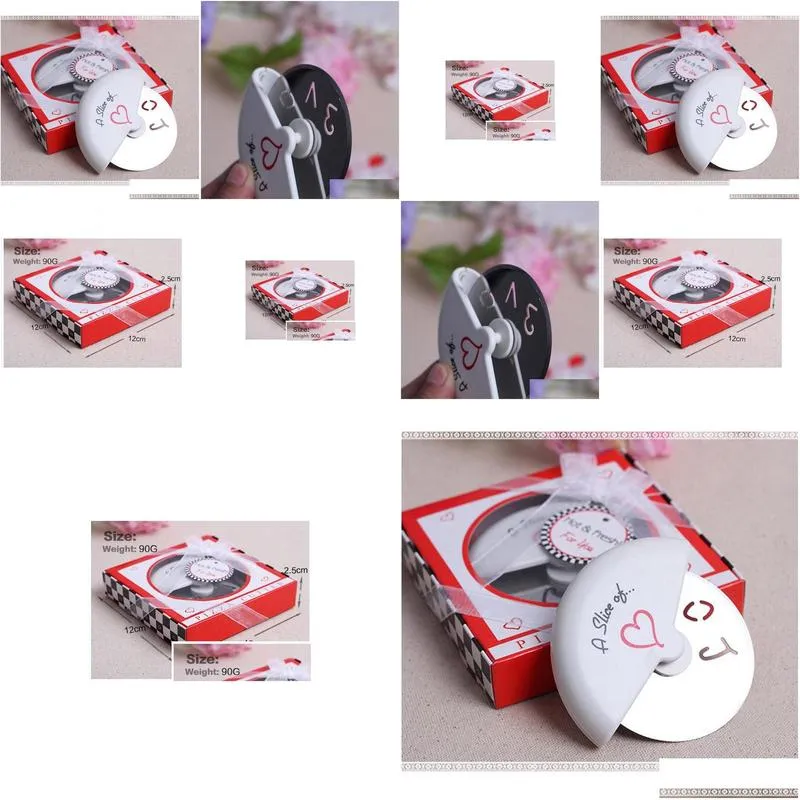 wholesale a slice of love stainless steel love pizza cutter in miniature pizza box wedding favors and gifts for guest wa2024