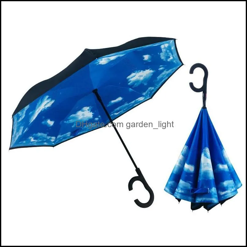 multicolor reverse umbrella hand car gift umbrella double cloth weatherproof advertising umbrella creativity rain gear 135 v2