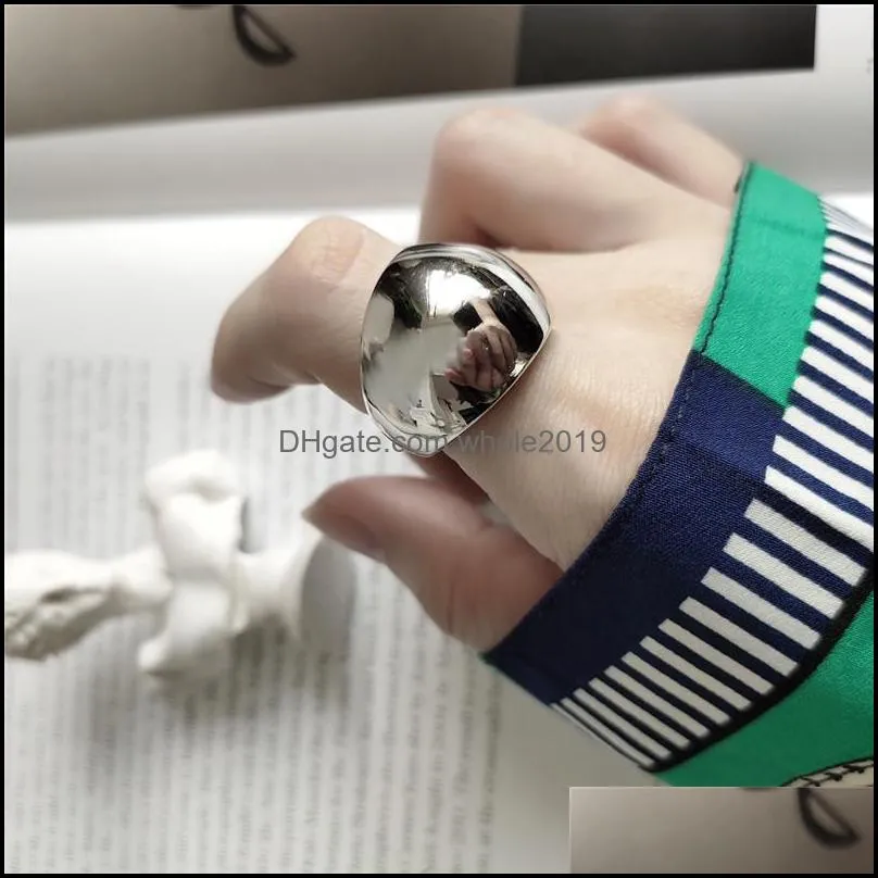 authentic 925 sterling silver adjustable ring for women cool ins large glossy finger rings bague fine party jewelry ymr863