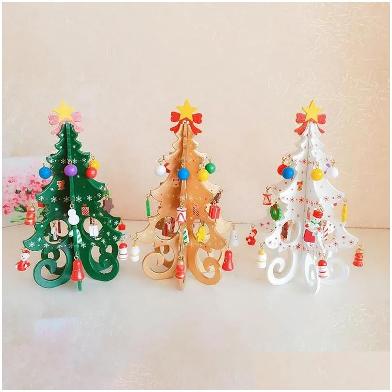 christmas decorations wooden tree handmade children stereo layout xmas navidad gifts 2023 year