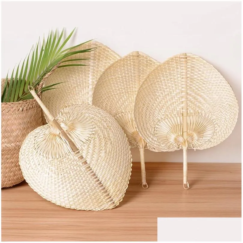 palm leaves fans handmade wicker natural color palm fan traditional chinese craft wedding favor gifts lx0396