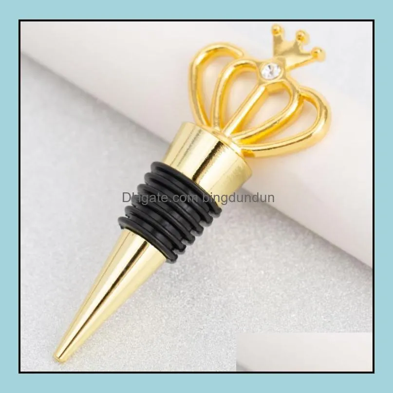 diamond crown wine stopper silver stoppers home kitchen bar tool metal seal stoppers wedding guest gifts rre13435