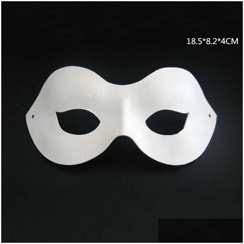 white unpainted face plain/blank paper pulp mask diy dancing christmas halloween party masquerade mask za4617