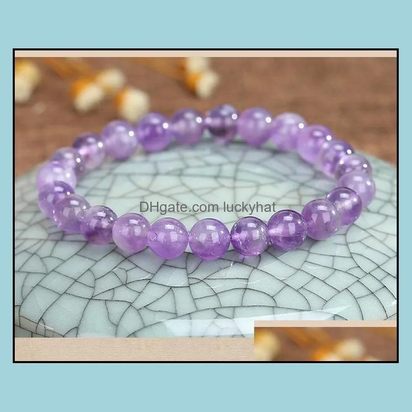 popular natural amethyst bracelet 6/8/10 mm beads natural stone crystal bracelet fashion single bracelet factory outlet for girls