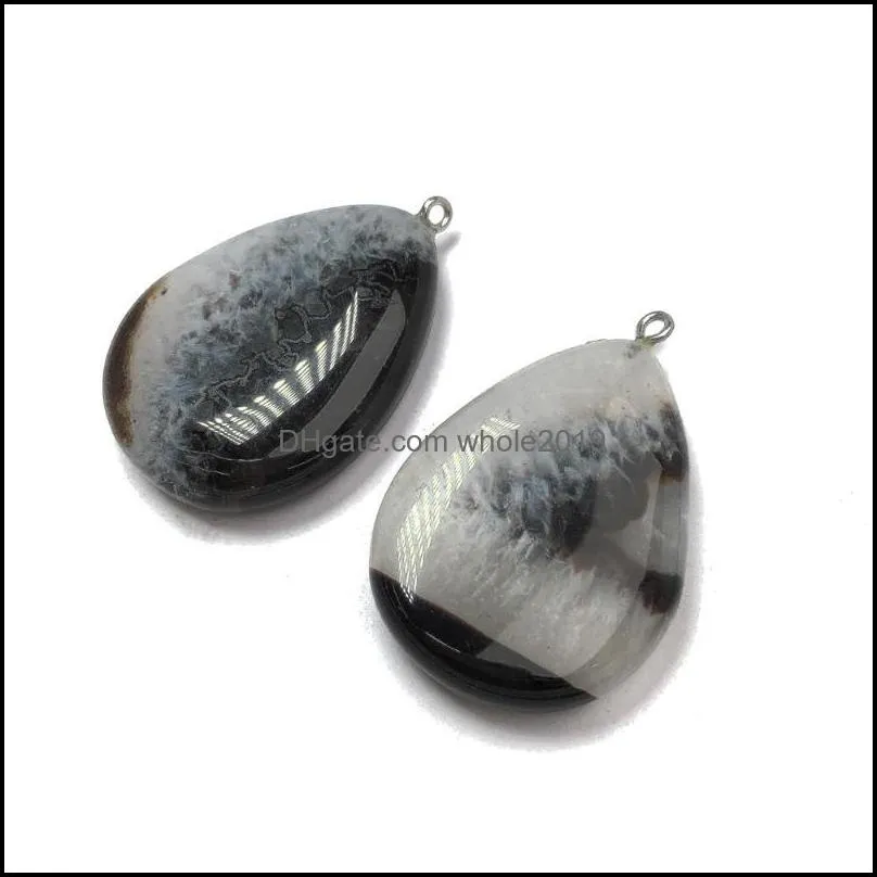 charms natural stone agates pendant water drop shape exquisite pendants for jewelry making diy necklaces accessories 30x45m