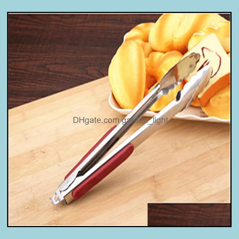 modern kitchen use silicone handle tongs durable 9/12/14 inches stainless steel kitchen food tongs