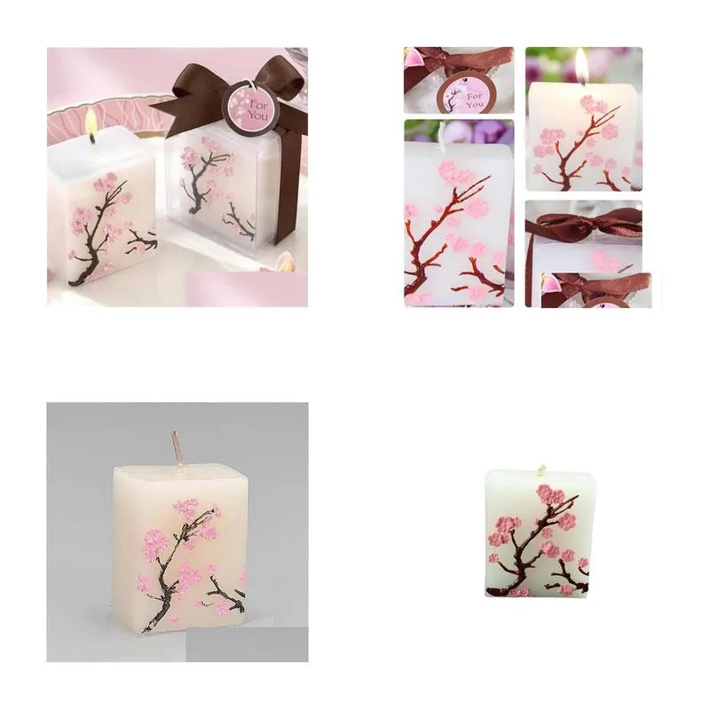 100pcs wedding candles smoke scented wax cherry blossoms candle wedding present gifts favors party decoration