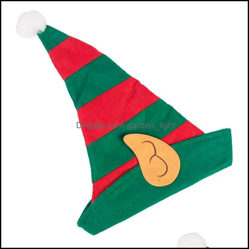 christmas elf hat with ear for adults new year cartoon red green striped festival party costume accessory