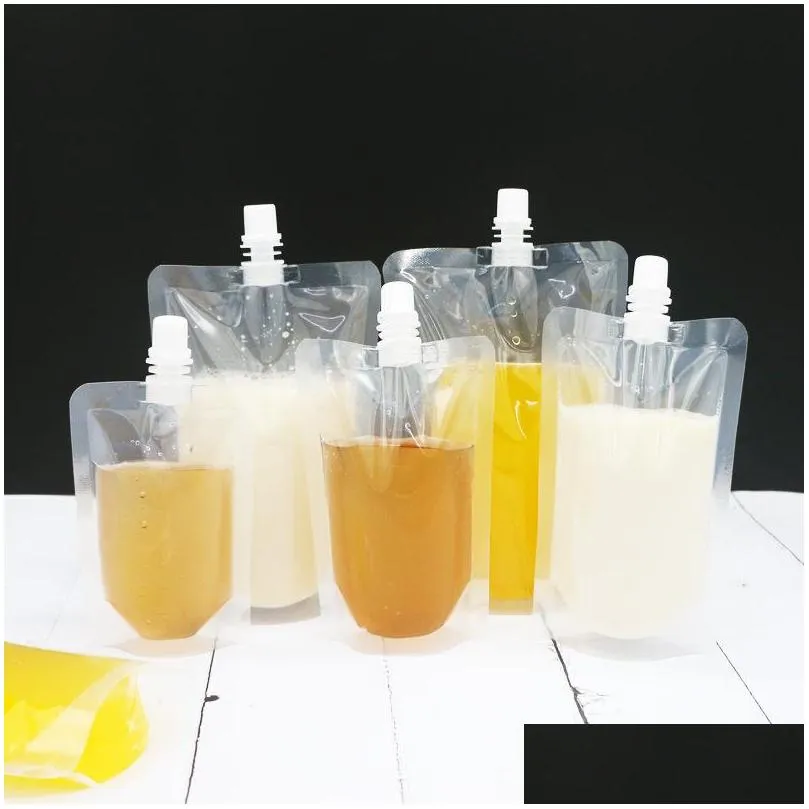 selfsuction nozzle bag clear spout bag drink liquid transparent sealed squeeze pouch bag 200ml 250ml 300ml 380ml 500ml lx0079