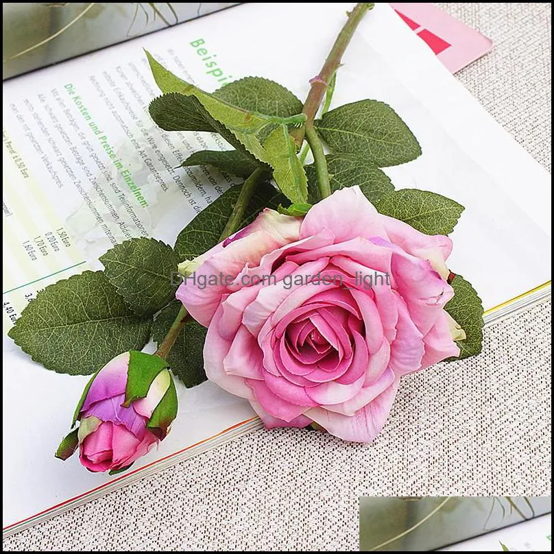 realistic curled rose gifts daily home christmas decorations hotel artificial flower rose bouquet wedding placement props vtky2180