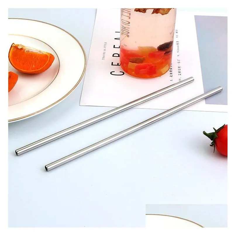 304 stainless steel silver drinking straws 8.5/ 9.5 /10.5 bent and straight reusable drinking straws factory wholesale lx0202