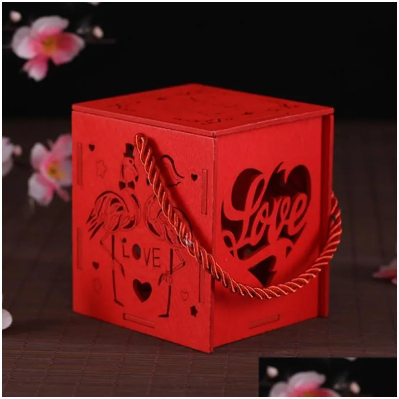 many styles wood chinese double happiness wedding favor boxes candy box chinese red classical sugar case with tassel 6.5x6.5x6.5cm