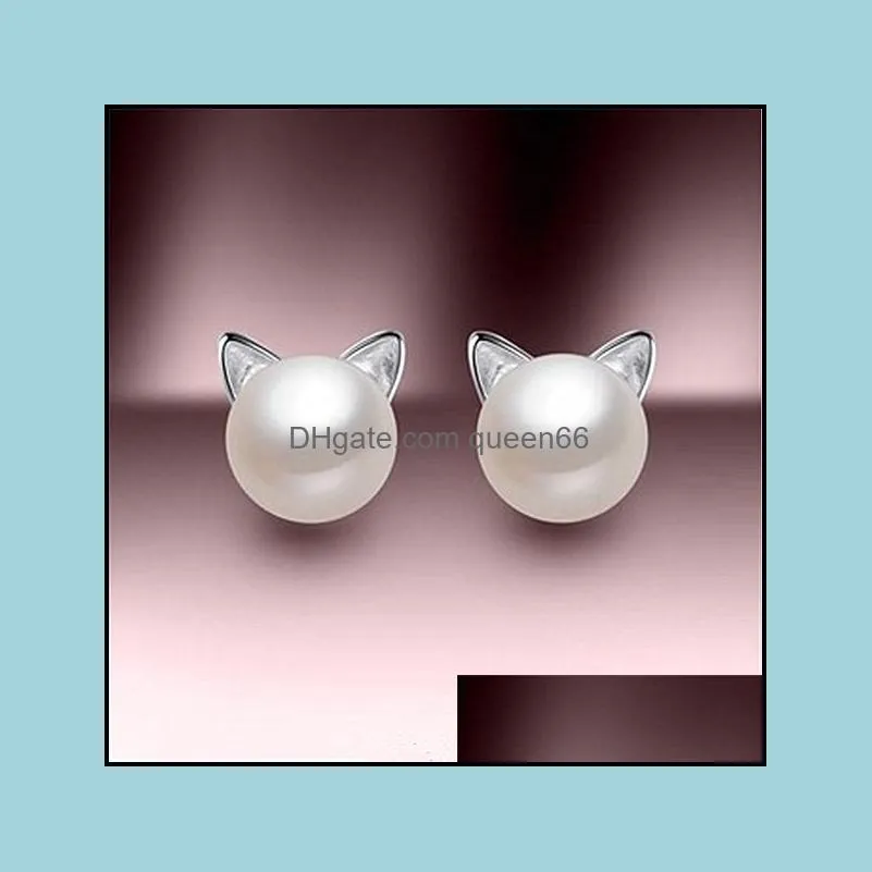 fashion cute cat ears pearl stud earrings fashion exquisite jewelry gifts womens earrings party gifts