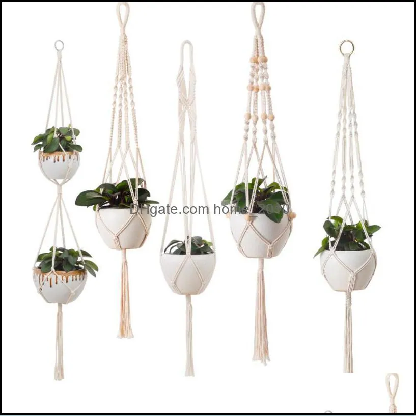 garden decorations handmade flower pots net bag braided home vintage decor plants hanging basket knotted rope gardens plant hanger pot