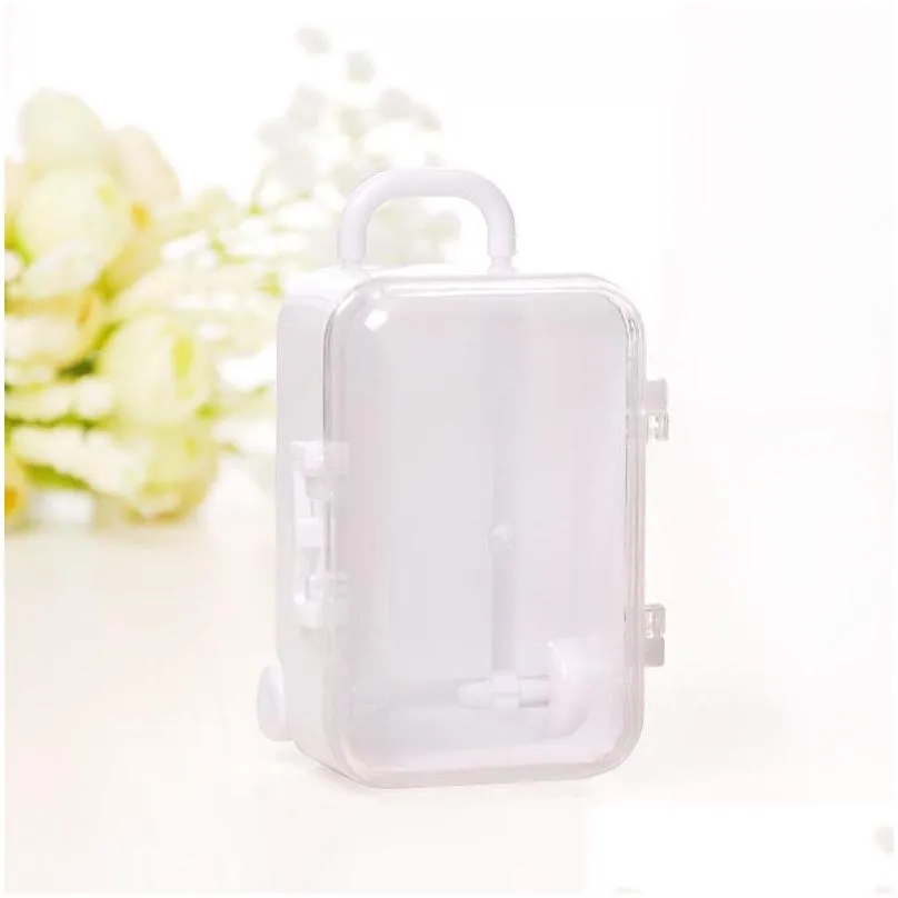 clear mini rolling travel suitcase favor box wedding favors party reception candy package baby shower ideas lz0723