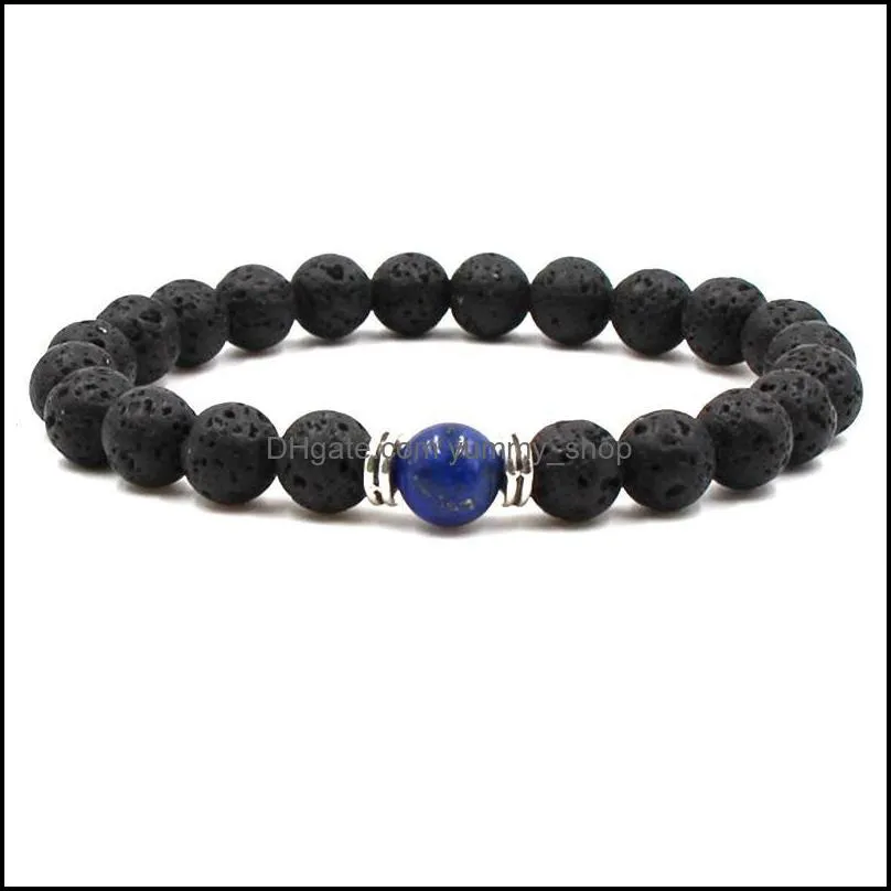 black volcanic lava stone bracelets 8mm yoga beads natural stones stretch beaded essential oil diffuser bracelet bangle