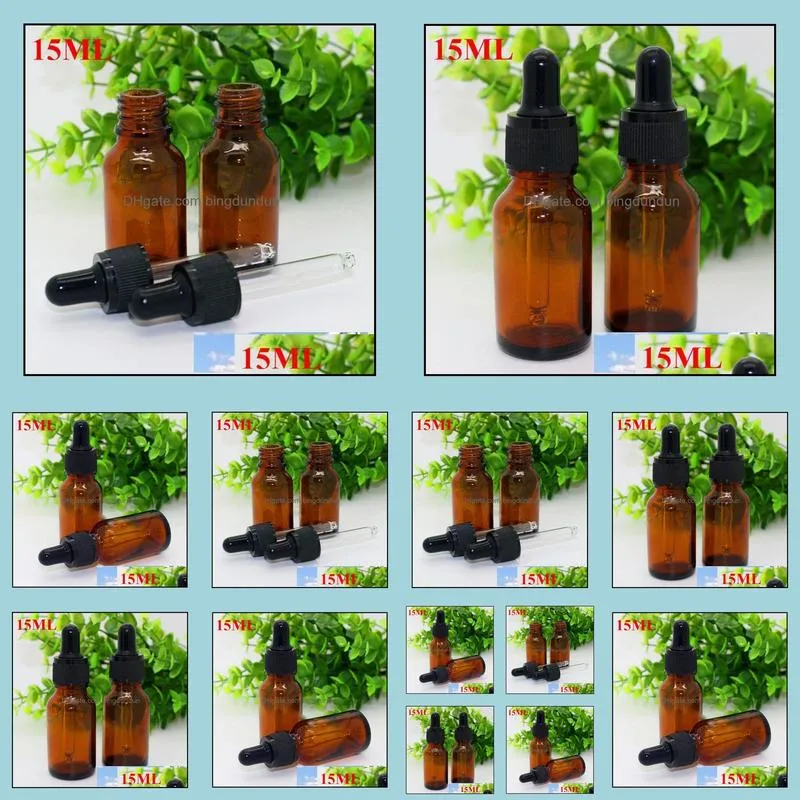 624pcs/lot 15ml eliquid glass amber bottles with pipette tube 0.5oz essential oil glass dropper bottles 15 ml