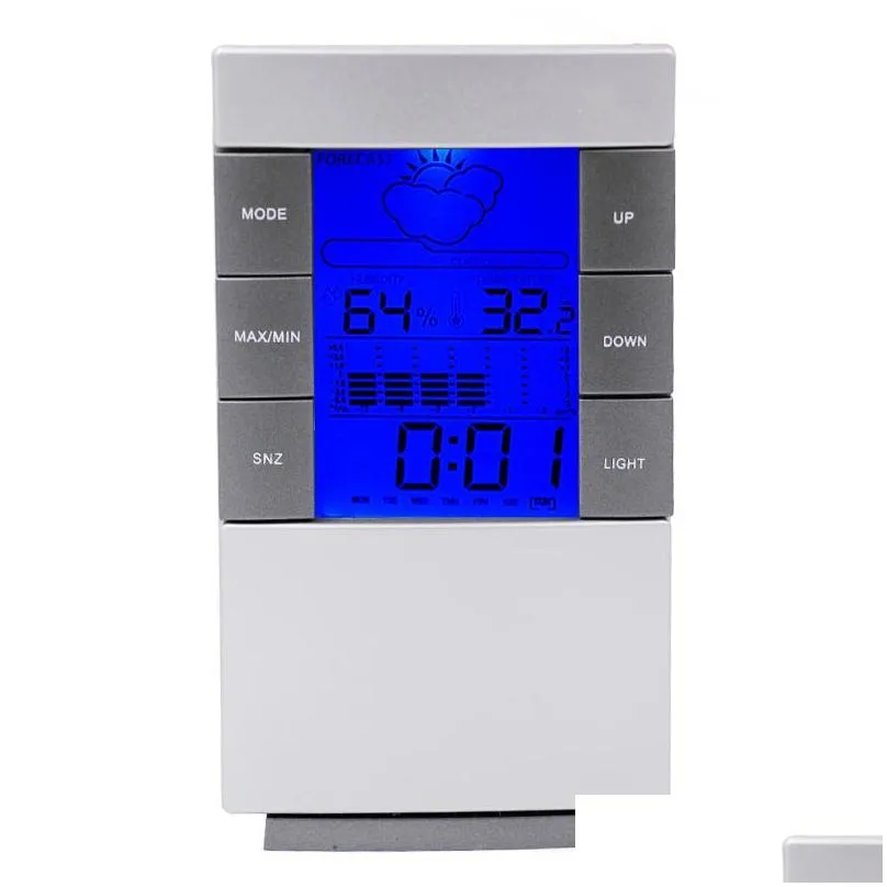 new arrival digital wireless lcd thermometer hygrometer electronic indoor temperature humidity meter clock weather station lz0691