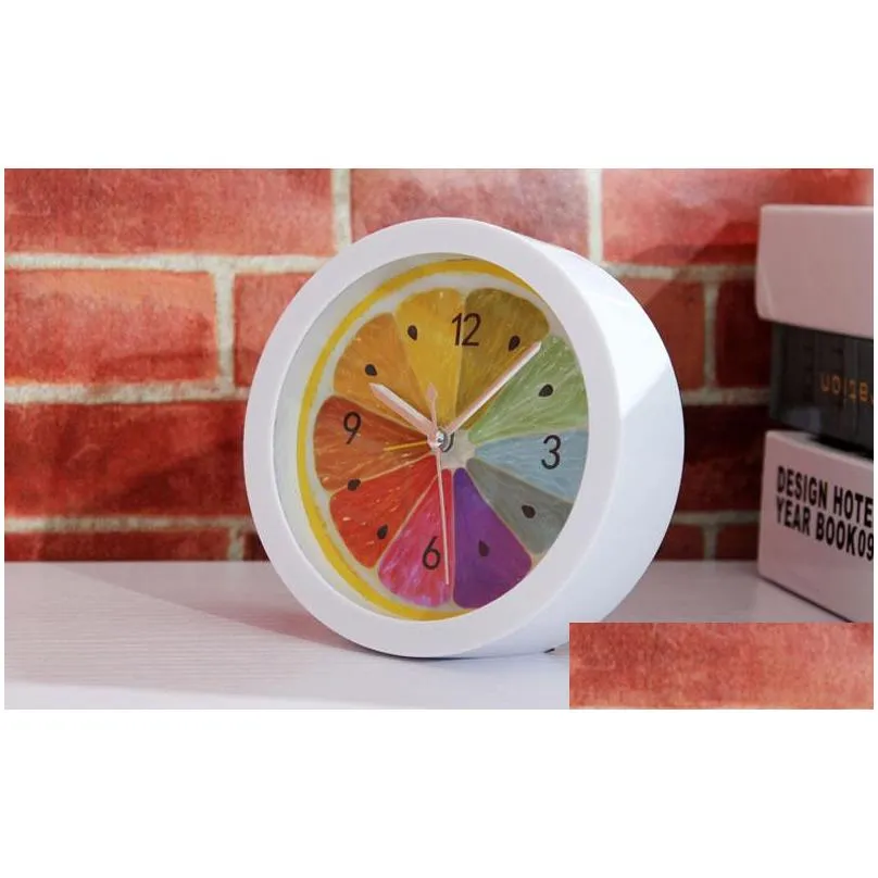 2017 new style rural cool lemon fruit alarm clock modern minimalist desktop clocks lazy watch clock shipping za2865