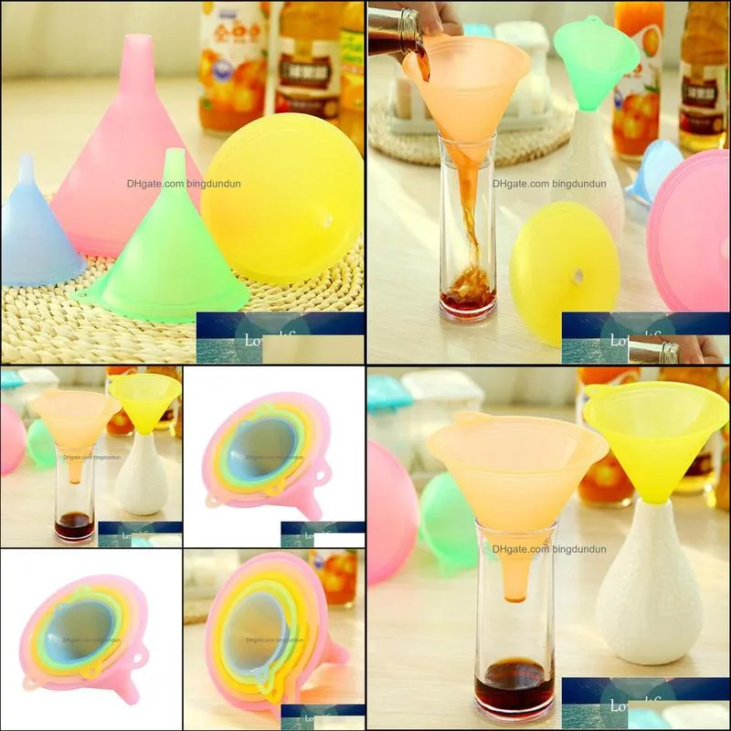 5 pcs/set 5 size candy color liquid oil funnel liquid transfer antifouling durable kitchen lab supplies